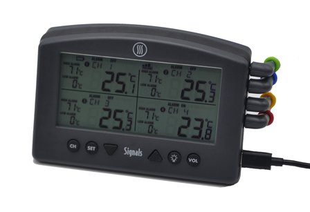 Signals&trade; 4-Kanaals Wi-Fi/Bluetooth BBQ Alarm Thermometer Zwart (Charcoal)