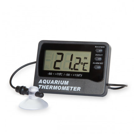 Aquariumthermometer met water en kamertemperatuursensor