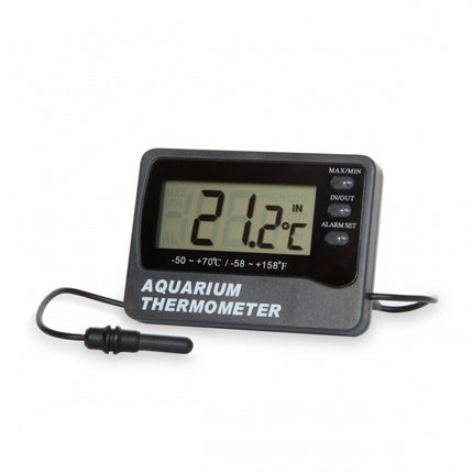 Aquariumthermometer met water en kamertemperatuursensor