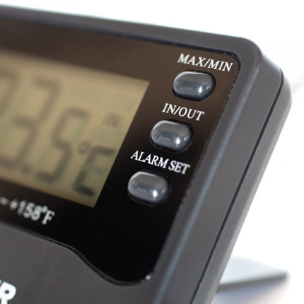 Aquariumthermometer met water en kamertemperatuursensor
